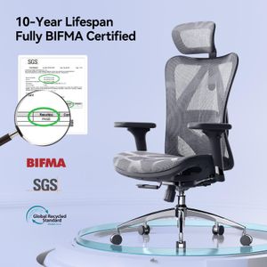 SIHOO M57 Ergonomic Mesh Office Chair – Adjustable Lumbar, 3D Armrests, Grey