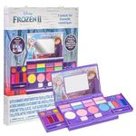 Disney Frozen Elsa Anna Cosmetic Compact Set with Mirror 14 lip glosses, 8 Eye Shadow, 4 Blushes, 4 Brushes Colorful Portable Washable Makeup Beauty Kit Box Set for Girls Kids Toddler