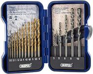 Draper 18551 Combined HSS and Masonry Drill Bit Set, Blue, 17 Pcs