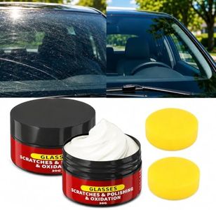 2 Pcs Glass Scratch Remover, Windscreen Scratch Remover for Glass Polish, Glass Emulsion 30g/1.05oz with Sponges for Car Scratch Remover, Windscreen Mirrors Windows Scratch