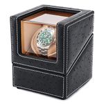 Driklux Automatic Single Watch Winder for Rolex with Quiet Motor,Premium Solid Wood Exterior and Soft Flexible Watch Pillows of Brown Leather