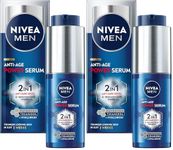NIVEA MEN Anti-Age 2in1 Power Face Serum (30ml), Hydrating Serum with Thiamidol and Hyaluronic Acid, Reduces Deep Wrinkles and Dark Spots, Men's Face Moisturiser (Pack of 2)