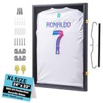 AUKIFY Jersey Frame Display Case Large Lockable Jersey Shadow Box 98% UV Protection Acrylic , with Hangers Pin Board Jersey Display Case for Football Baseball Basketball and Sports Jerseys Black