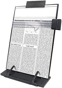 Keenjorika Desktop Document Book Holder with 7 Adjustable Positions, Black Document Holder for Desk, Paper Holder Copy Stand Holder for Speech, Paper Holder Stand for Desk Typing, Angle Adjustable