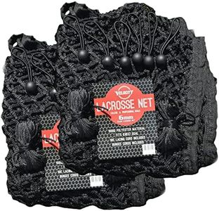 Velocity 6MM Heavy Duty Black Lacrosse Net, 2 Pack - Fits 6’x6’x7’ Goals - Weatherproof, UV Resistant 1000D Durable Polyester - Includes 100+ Feet of Lacing Cord, 4 Quick Ties
