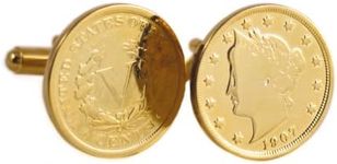 American Coin Treasures Gold-Layered Liberty Nickel Cufflinks