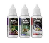 aqua nature Aquanature Special Combo Turtle Eye Drops,Turtle Calcium&Turtle Vitamin Drop For Swollen Infected Eye&For Strong Shell&Provide Calcium Vitamins Minerals Healthy Turtle Healthcare (30Ml)