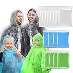 SAIWEYNEE (16 Pack, 8 Adults+8 Kids) Ponchos Family Pack, Rain Poncho For Family Pack丨 Disposable Ponchos For Kids and Adults丨Rain Ponchos with Drawstring Hood