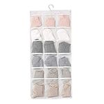 SYGA Closet Hanging Organiser with Oxford Cloth & Rotating Metal Hanger, 12Grids + 18 Grids Wardrobe Organiser with 30 Mesh Pockets for Bra Underwear Underpants Shoes Sock Scarves Tie- 1Pcs, Beige