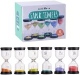 THE TWIDDLERS - Set of 6 Hourglass Sand Timers for Children, 1,3,5,10,15 & 30 Minute Timer for Kids & Adults - Sensory Time Toys