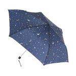 ECO CHIC Manual Mini Umbrella Recycled Plastic Canopy with Fibreglass Ribs for Daily Use (Stars and Moons Navy)