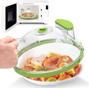 Fkprorjv Microwave Splatter Cover with Water Steamer, 10inch Clear Microwave Plate Cover for Food, Splatter Guard Microwave Lid for Microwave Oven, Kitchen Gadgets Accessories, Green