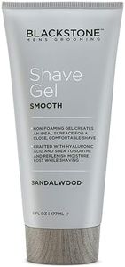 Blackstone Men's Grooming Smooth Shave Gel - Non Foaming for a Smooth Comfortable Shave - Hyaluronic Acid, Shea, Peppermint & Tea Tree - Cool, Soothe & Replenish Moisture - Sandalwood Scent (6 oz)