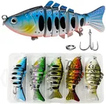 Fishing Gear Swimming Bait, 2025 Upgrade Multi-Color Swimming Slow Sinking Bait, Paddle, Robotic Lures for Freshwater, 3D Swimming Lure Swims, 5-Pack Gifts for Family Fishing (5-Pack)