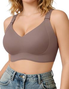 REALWILL Wireless Minimizer Bra for Women, Seamless Smooth Comfort Daily Bra, Front-Adjustable Wide Straps Coffee