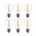 TEKLED® A60 Filament Vintage LED Bulbs | E27 Edison Screw | Energy Saving 4W Light Bulb 40W Equivalent | NONDIMMABLE Clear 2700K 470LM | 6-Pack | Warm White