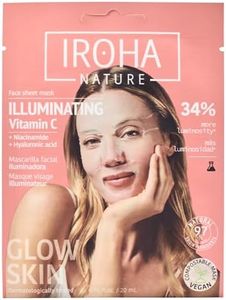 Iroha Nature - Mascarilla Facial Iluminadora e Hidratante con Vitamina C Pura y Ácido Hialurónico | Ilumina e Hidrata | Resultados Instantáneos en 15 Minutos | 100% Biodegradable