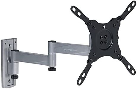 ProperAV Swing Arm TV Bracket with Lockable Arm Position for 13" 15" 17" 19" 22" 23" 24" 28" 32" 37" 40" 42" 43" for Home, Office, Kids Playroom, Motorhome, Caravan, RV and Boat VESA Max 200x200