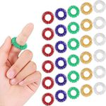 50 Pieces Acupressure Rings Spiky Sensory Finger Rings, Spiky Finger Ring Acupressure Ring Set for Teens, Adults, Silent Stress Reducer and Massager (Red, Blue, Green, Gold, Silver)