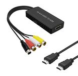 Svideo to HDMI Converter, PS2 HDMI Adapter, AV to HDMI Adapter Support 1080P, PAL/NTSC Compatible with WII, WII U, PS one, PS2, PS3, STB, Xbox, VHS, VCR, Blue-Ray DVD Players