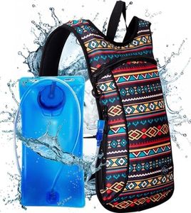 Vibe Hydration Pack Backpack with 2L Bladder for Women, Men, Teens, Kids - Sports, Outdoor, Running, Camping, Hiking, Festivals, Raves (Tribal)