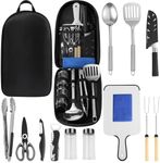 Lafuntar Camping Cooking Set, Camping Utensils Set, 14 Pcs Camping Cooking Equipment, Portable Outdoor Camping Kitchen Accessories, Black