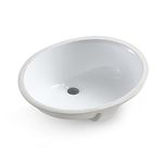 MEJE 49.5x40.5x21cm Oval Shape Bathroom Sink Undermount, Modern Pure White Porcelain Ceramic Vanity Top Sink, Basin with Overflow