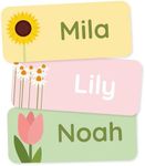 Personalized Name Labels for Kids (120) – Custom Waterproof & Durable Stickers for Clothing, Daycare, Office & School Supplies - Flowers