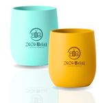 ZoZoBaa Silicone Baby Drinking Cup with Easy Grip | Multipurpose Tiny Cups for Infant’s First Stage Training | Bpa-Free, Unbreakable Non Sippy Cup for Toddlers (Mint Green and Mango Yellow)