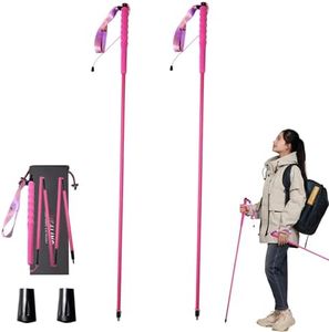 OKHEALING Bâtons de trekking en fibre de carbone haute résistance, se replie en 5 sections, légers et solides, protègent les articulations, adaptés pour la randonnée, le trekking et l'alpinisme (rose,