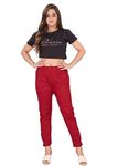 Hanshika Fashion Women Regular Fit Solid Casual & Comfortable Cotton Lycra Pants (4XL, Maroon)