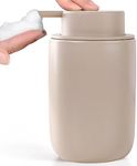 BosilunLife Foam Soap Dispenser - Ceramic Foaming Hand Wash Dispenser for Bathroom Modern Farmhouse Small Soap Dispenser Lotion Hand Pump Dispenser for Kitchen Sink (Khaki, Foam Pump)