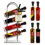 Kimm & Miller Luxury Olive Oil Food Gifts - Olive Oil Gift Set with 4 Infused Olive Oil & Balsamic Vinegar in Metal Rack - Italian Cooking Gifts & Chef Gifts for Women & Men