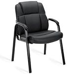 OLIXIS Guest Chair - Reception Chair, Waiting Room Chair PU Leather Meeting Chairs Executive Chair with Lumbar Support and Padded Armrest, Black
