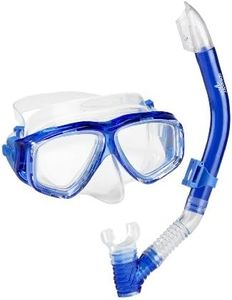 Speedo Unisex-Adult Swim Snorkel Dive Mask Anti-Fog with Nose Cover Adventure Series, MS Blue, One Size