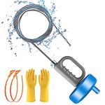 Plumbing Snake Drain Auger,32.8-Ft Drain Snake- with Stainless Steel Cleaner/Hair Drain Clog Remover for Bathtub Drain, Bathroom Sink, Kitchen and Shower, Snake Drain Cleaner