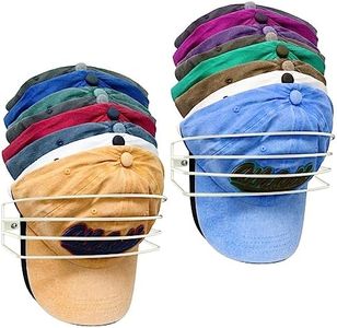 Fikoksol Hat Organizer for Baseball Caps, 2-Pack Beige White Metal Hat Rack Ball Cap Storage Organizer Hold Up to 30 Caps Hat Holder for Wall Door Closet, Wall Mounted & Adhesive Installation Option