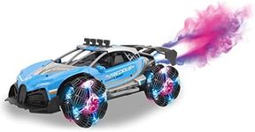 Lenoxx RC Fog Stream Drift Car - 1:12 Scale, Fog Stream, Drifting, Spinning, Flashing Lights, 2.4GHz Remote Control, Rechargeable Battery, 25 Minutes Playtime - Blue, Exciting Fun for Ages 6+