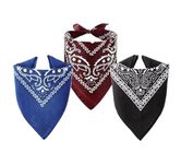PAROPKAR Bandana Face Mask Cover Men and Women Paisley Cowboy Headband Scarf Wristband Novelty Double Sided Print 100% Cotton Handkerchiefs (Black Maroon Blue)