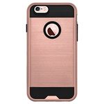 Amzer AMZ98584 Hybrid Metto Dual Layer Slim Case Skin for iPhone 6/6s, Retail Packaging, Rose Gold/Black