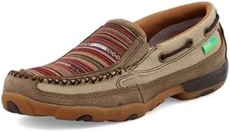 Twisted X Women’s Slip On Driving Moc - Designed with Removable SD Footbeds, Full-Grain Leather, and Compression- EVA, Midsoles with Integrated CellStretch Comfort Technology, Khaki & Multi, 8.5 M