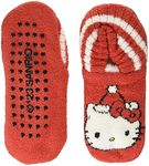 Hello Kitty Women's Holiday Flexible Knit Slipper Socks, Red Basic, 9-11