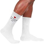 Light Autumn Love Socks with Message - Novelty Birthday, Anniversary, or Valentine's Day Present for Boyfriend or Husband - Woven Socks with Fade-Resistant Message You Knock My Socks Off!