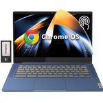 Lenovo Slim 3 Chromebook, 14″ FHD IPS Touchscreen Laptop, 8-Core MediaTek Kompanio 520 Processor, 4GB RAM, 224GB Storage (64GB eMMC+160GB Docking Station Set), WiFi 6, Chrome OS, Abyss Blue