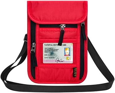 HOTEMIA Neck Wallet for Travel,Passport Holder Neck Pouch for Men Women with Adjustable Neck Strap and RFID Blocking (Red)