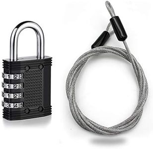 Cable Lock, Bike Chain Lock, Security Cable, 6.56ft/200cm Long Luggage Locks Cable Set with 4-Digit Combination Padlock, 5mm Thick Double Loop Safety Cable Braided Steel Cable