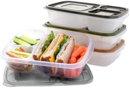 EasyLunchboxes® - Bento Lunch Boxes - Reusable 3-Compartment Food Containers for School, Work, and Travel, Set of 4 (Earth Tones)