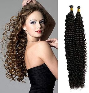 RemeeHi Brazilian I Tip Hair Extensions Human Hair Curly Easy Stick Tip to Your Hair 50g 18 Inch Per Pack 14# Dark Golden Blonde