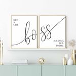 Set of 2 Canvas Prints Just A Girl Boss Building Her Empire Poster Wall Art Painting For Boss Lady Office Decor Gift for New Office Unframed