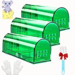 MAAZUU Humane Mouse Traps for Indoors and Outdoors. Live Catch and Release With Cage Brush, Reusable Rodent Mice Trap. Quick, Effective and Highly Sensitive Catcher (3 Pack)